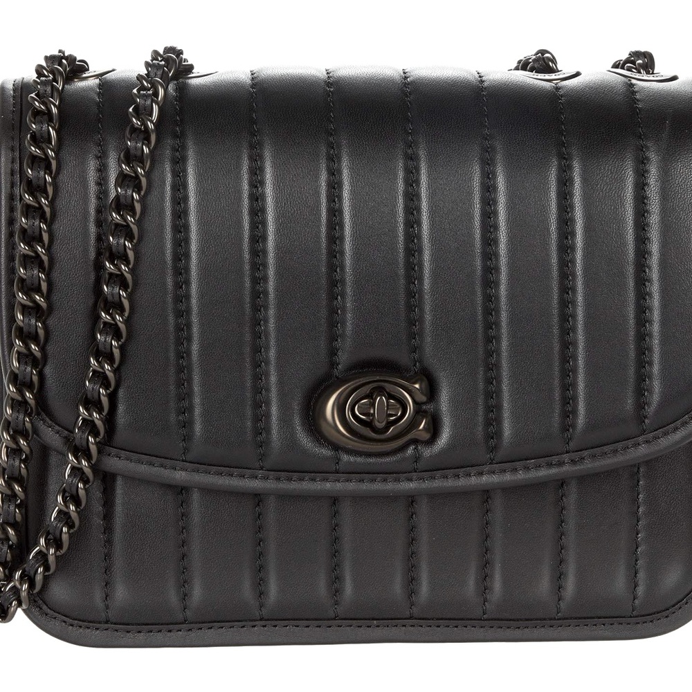 COACH Quilted Leather Madison Shoulder Bag 16 in Black